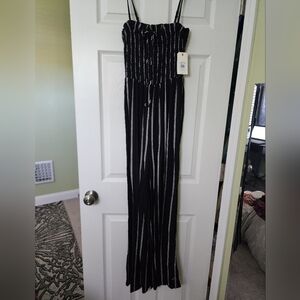 New - Billabong Sleeveless Black and White Striped Jumpsuit - Small